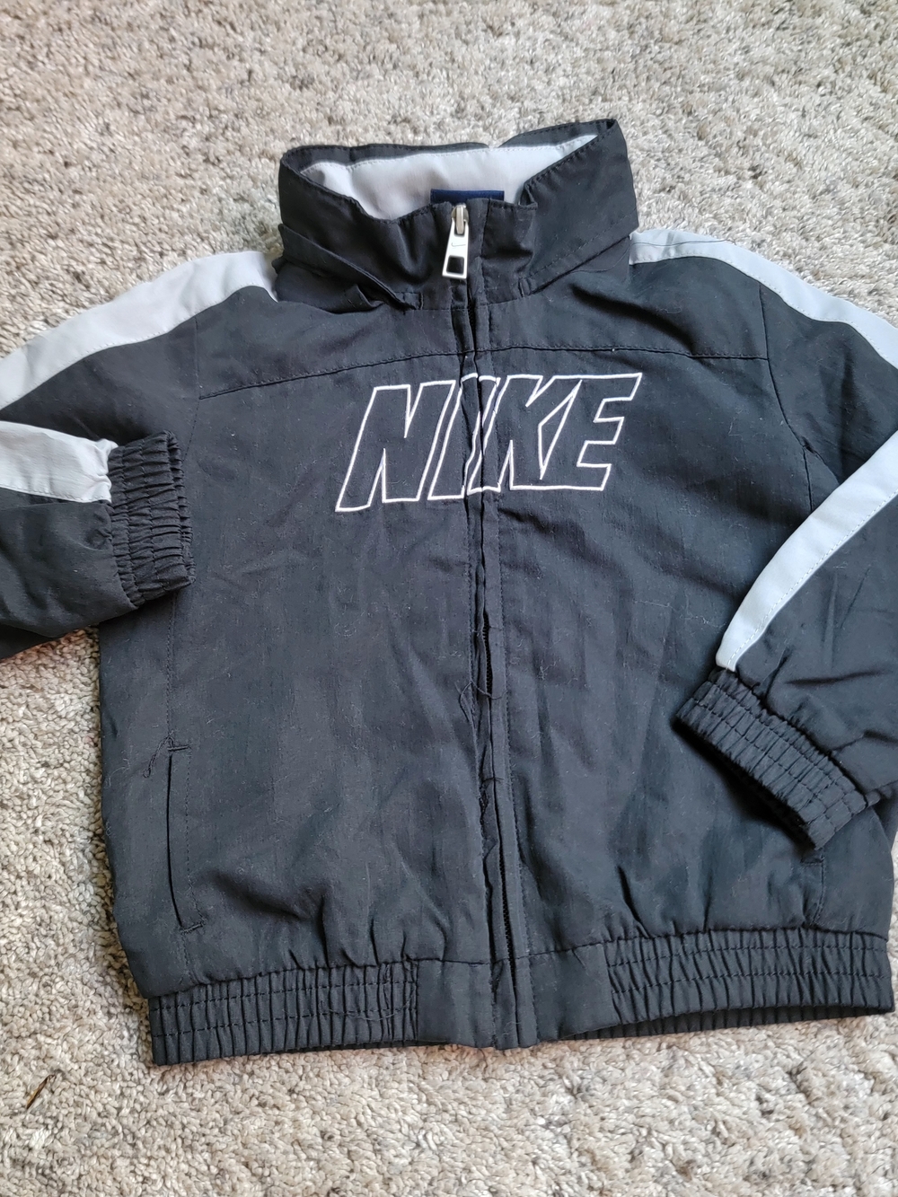 Nike Kids Black Jacket with Light Gray Stripes 24M